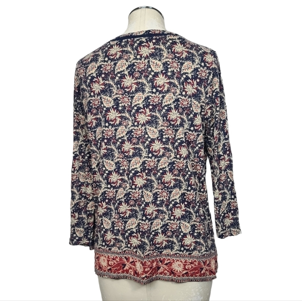Lucky Brand Floral Print V Neck Top L - Picture 4 of 6